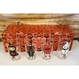 New in Box Set of 4 Johanna Parks Designs Halloween Tumblers Glasses 16 Oz
